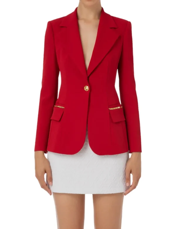 Elisabetta Franchi Blazer GI06536E2 roja- Cazadoras Y Chaquetas