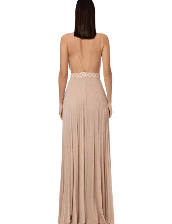 Elisabetta Franchi Vestido AB41332E2 Largo Plisado Body- Vestidos