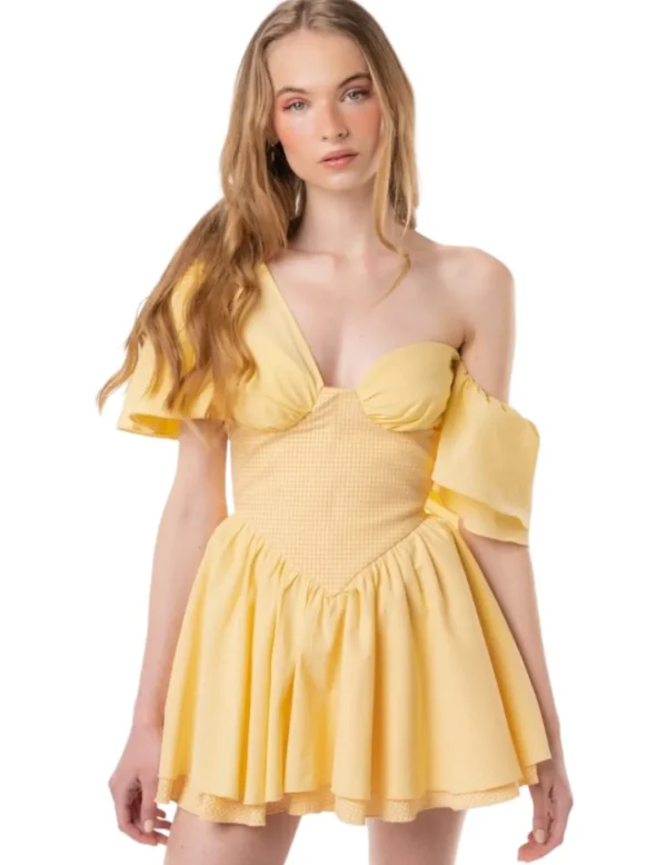 Guts u0026 Love Vestido Guts&Love Jaune Printemps- Vestidos